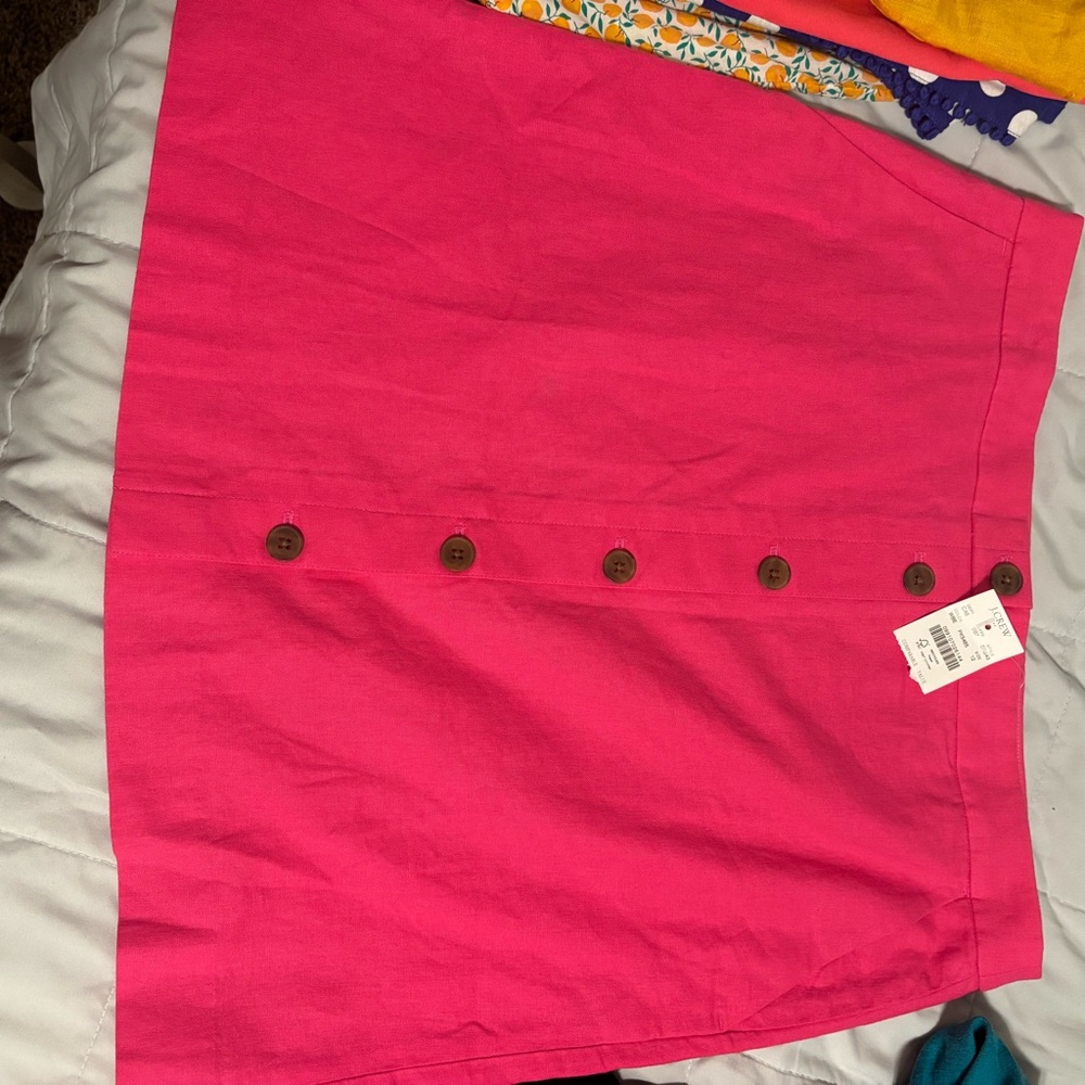 J. Crew Hot Pink Button-Front Skirt - Picture 2 of 3